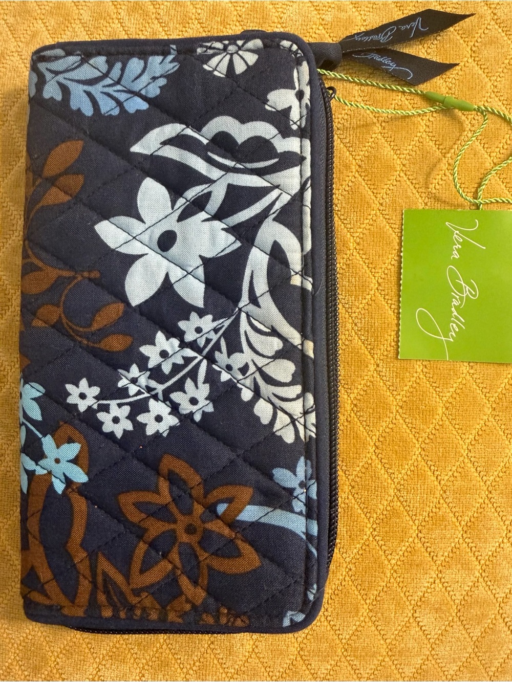 Vera Bradley Blue Floral Quilted Zip Wallet